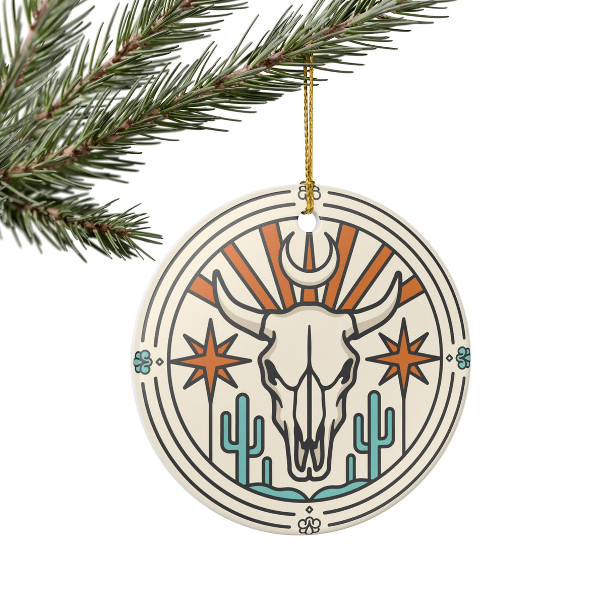 Western Bull Skull Ornament | Retro Desert Christmas Decor