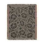 Botanical Floral Pattern Woven Blanket | Green Sage Cream Flower Throw
