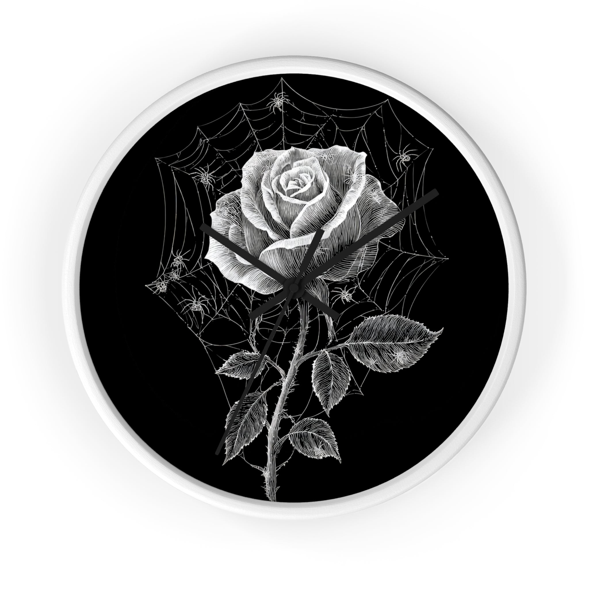 Gothic Rose Spiderweb Wall Clock | Victorian Dark Academia Decor
