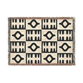 Black Neutral Geometric Pattern Woven Blanket | Modern Minimal Throw