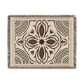 Boho Floral Medallion Woven Blanket | Southwestern Tile Pattern, Fringe Throw