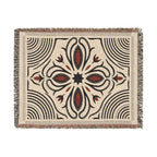 Boho Floral Medallion Woven Blanket | Southwestern Tile Pattern, Fringe Throw
