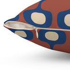 Terracotta Navy Geometric Throw Pillow | Mid Century