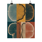 Tree Ring Abstract Poster | Teal Mustard Japandi Decor