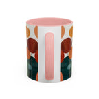 Mid-Century Boho Floral Accent Mug | Abstract Botanical Coffee Cup