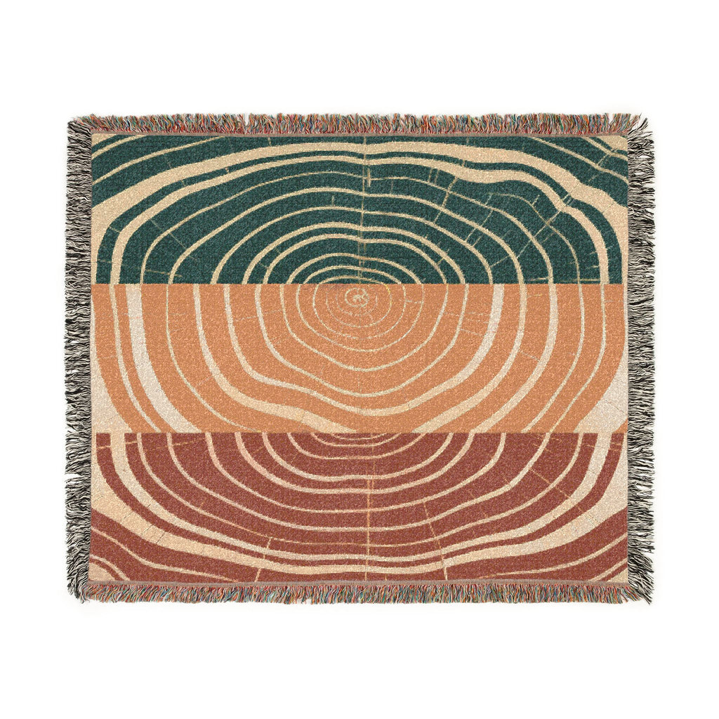 Woven blanket boho modern | Boho throw blanket | Tree ring art abstract nature