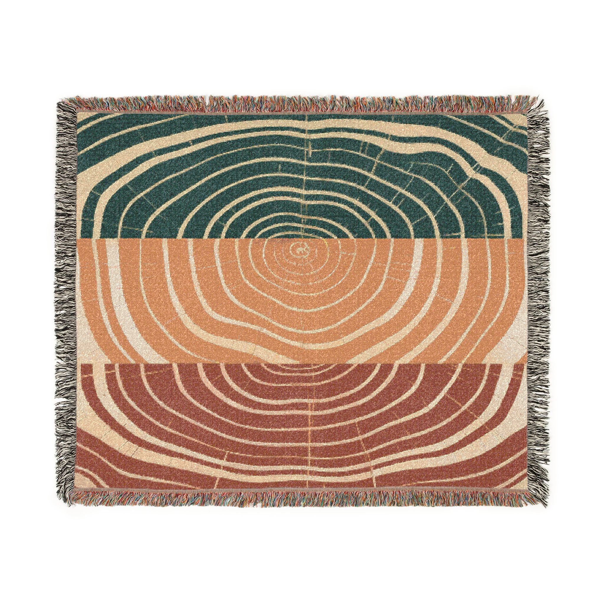 Woven blanket boho modern | Boho throw blanket | Tree ring art abstract nature