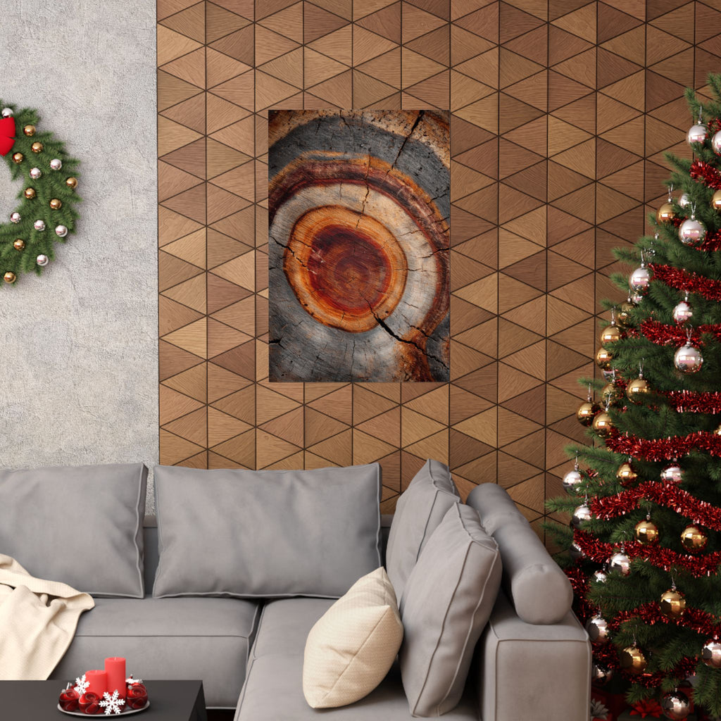 Tree Ring Wall Art | Rustic Wood Cross Section Print | Natural Growth Rings Poster | Farmhouse Forest Nature Photography Decor