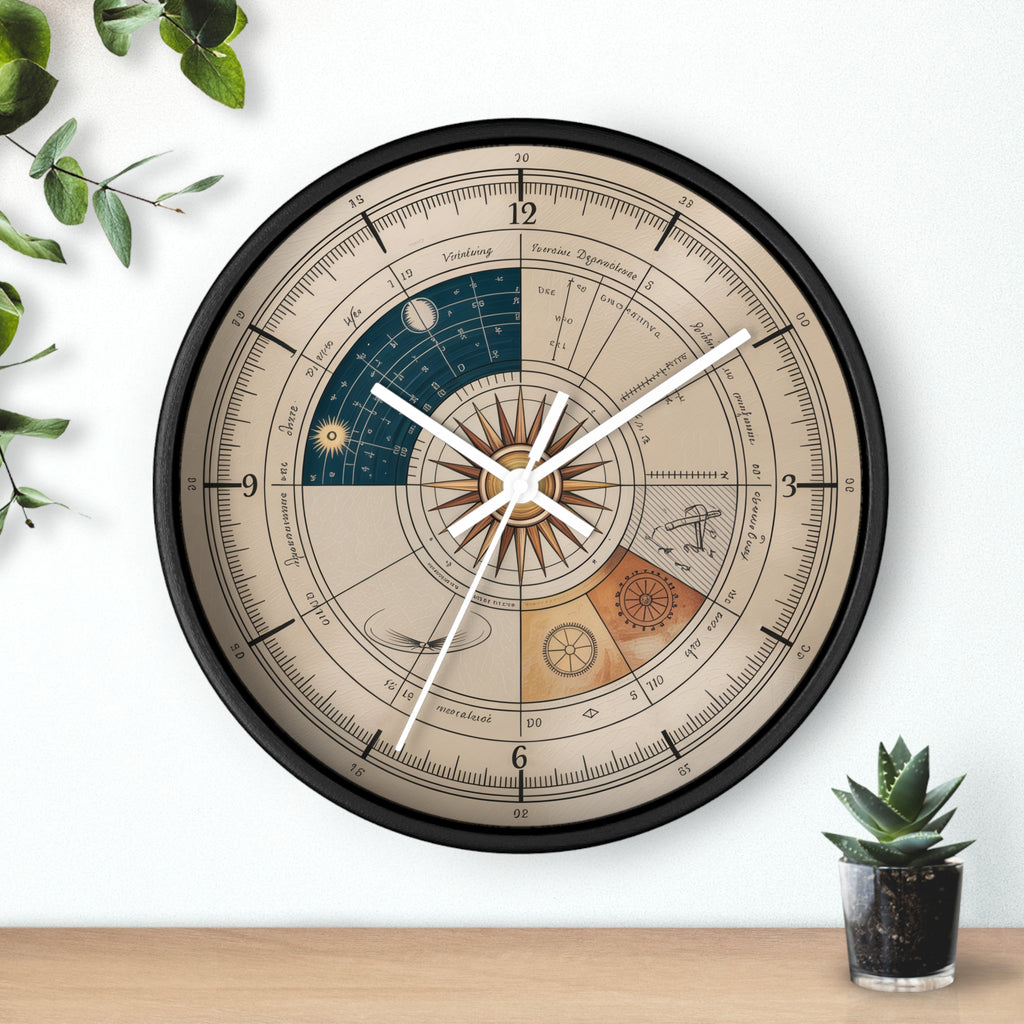 Leonardo da Vinci Chronometer Wall Clock | Renaissance Sketchbook Astronomy