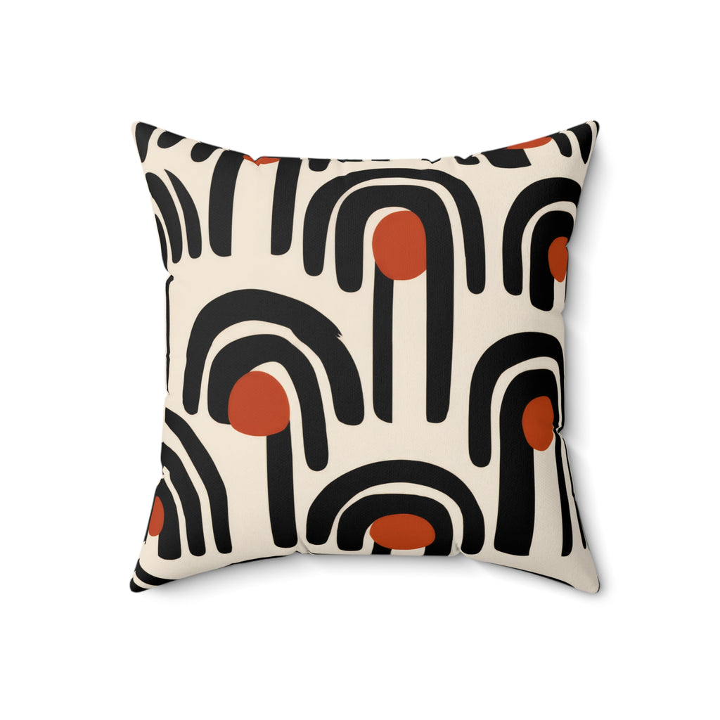 Modern Abstract Arch Pillow | Graphic Mid Century Throw Pillow | Black Terracotta Accent Cushion