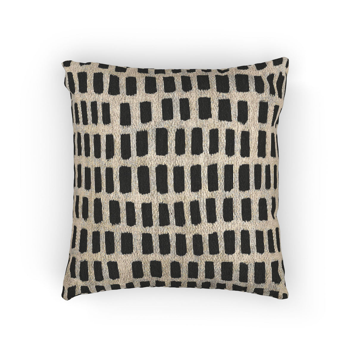 Cream woven pillow with irregular black dash grid pattern