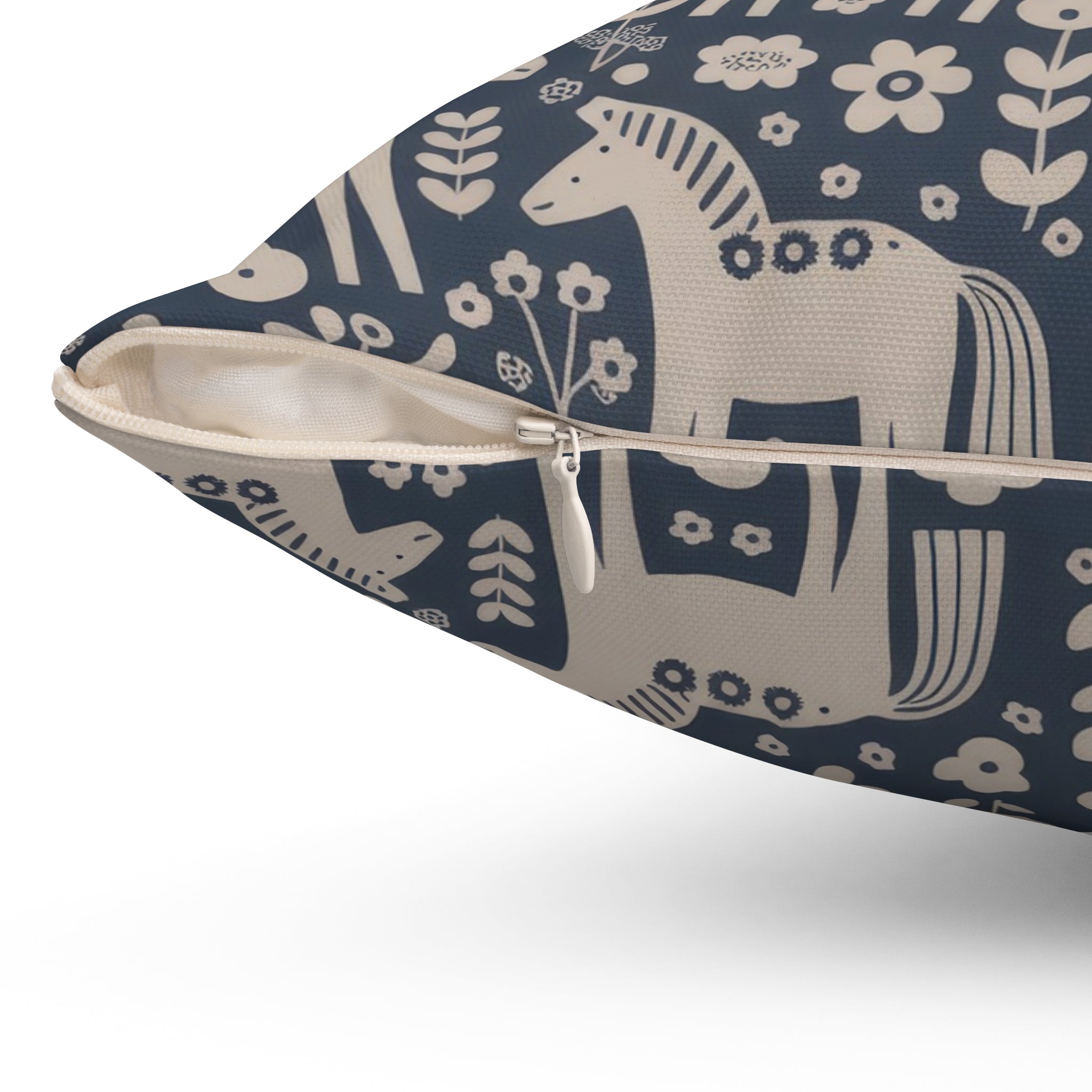 Scandinavian Folk Horses Throw Pillow | Square Pillow with insert