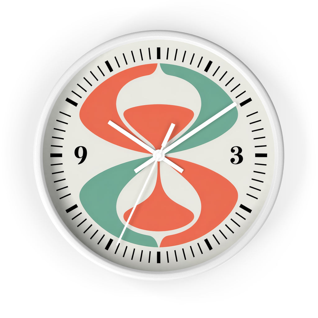 Mid Century Modern Clock | Atomic Retro Minimalist Abstract Hourglass Wall Clock