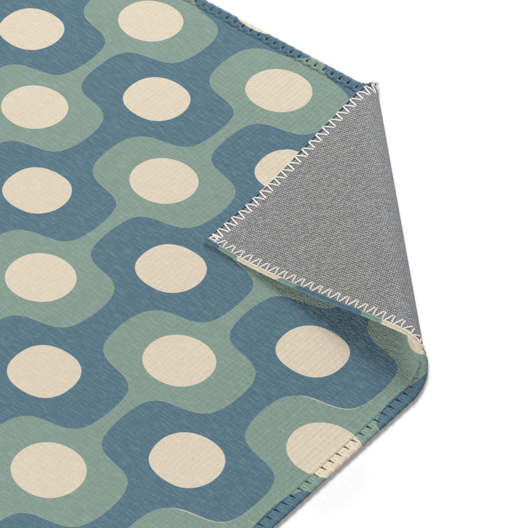 Halo Mid-Century Geometry Area Rug | Blue Sage Cream Nursery Rug