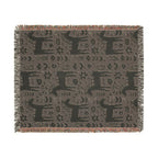 Scandinavian Dala Horse Woven Throw Blanket  | Nordic Folk Art Throw