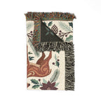 Christmas Deer & Cardinal Woven Blanket | Nordic Folk Art Throw
