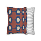 Terracotta Navy Geometric Faux Suede Pillow Cover