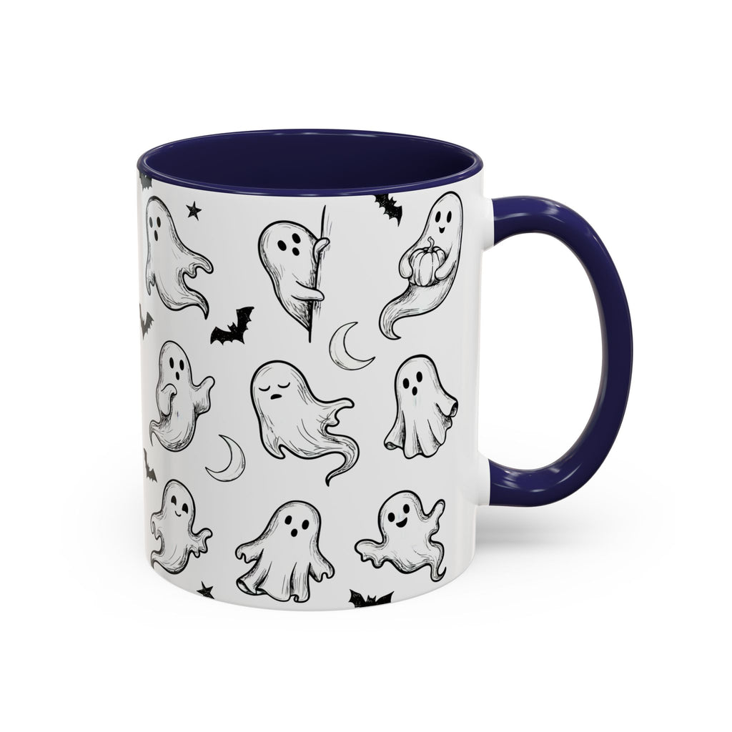 Hand-Drawn Ghost Accent Mug | Cute Halloween Coffee Cup