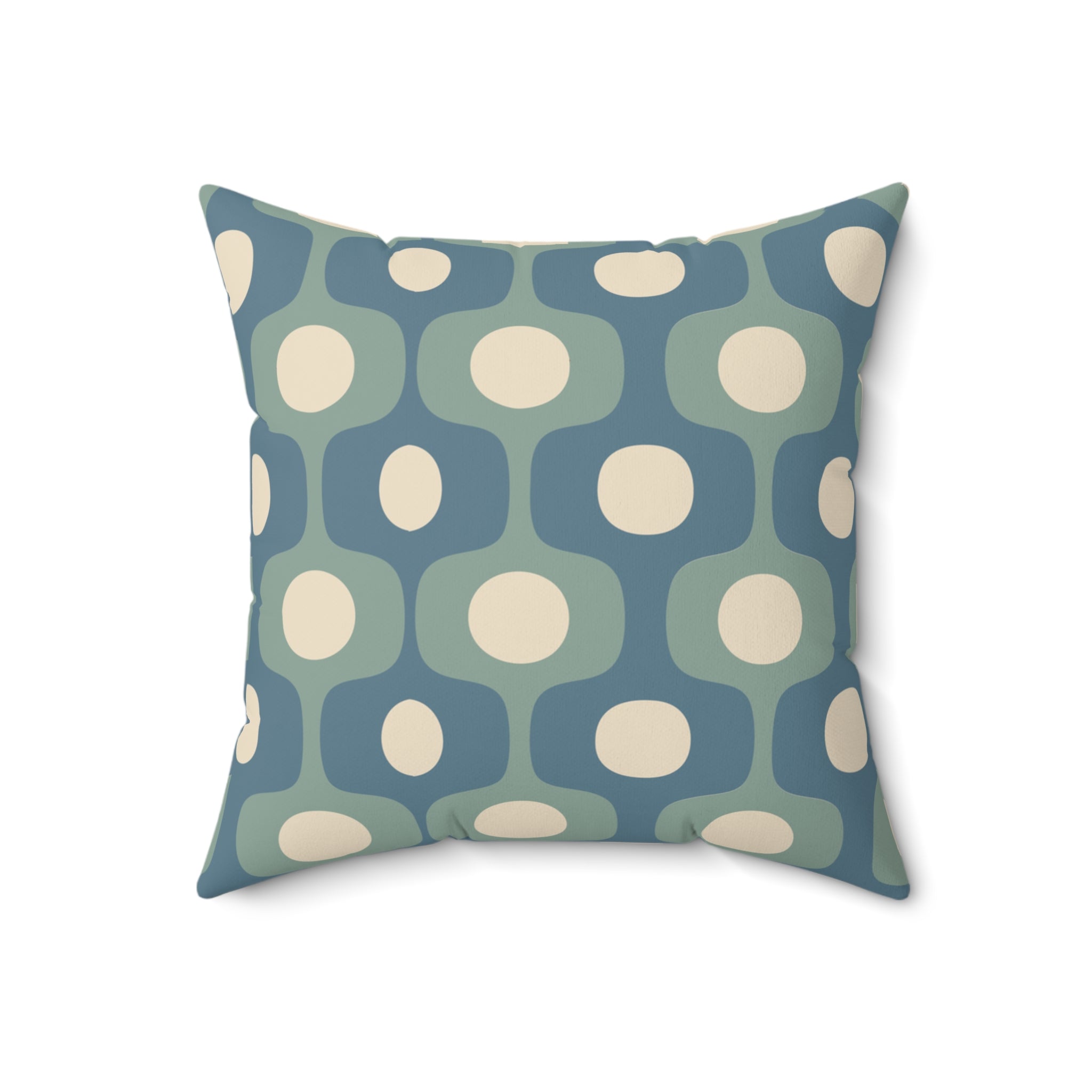 Mid-Century Geometric Pattern Square Pillow | Teal Sage Cream