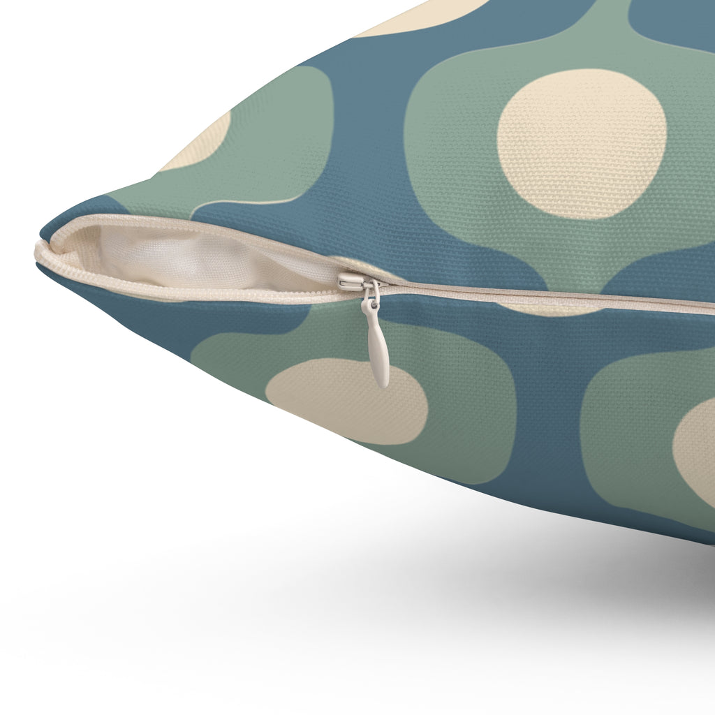Mid-Century Geometric Pattern Square Pillow | Teal Sage Cream