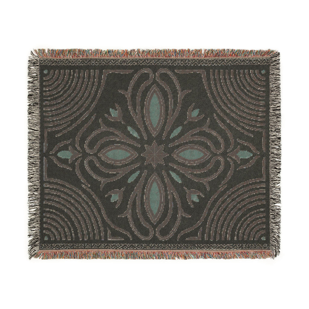 Boho Floral Medallion Woven Blanket | Southwestern Tile Pattern, Fringe Throw