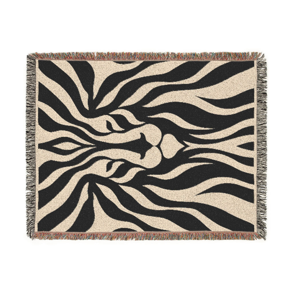 Abstract Lion Woven Blanket | Animal Print Throw