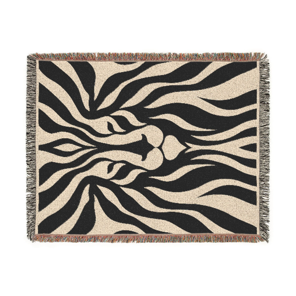 Abstract Lion Woven Blanket | Animal Print Throw