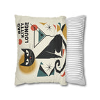 Bad Kitty Art Deco Black Cat Faux Suede Pillow Cover