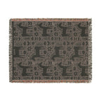 Scandinavian Dala Horse Woven Throw Blanket  | Nordic Folk Art Throw