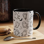 Hand-Drawn Ghost Accent Mug | Cute Halloween Coffee Cup
