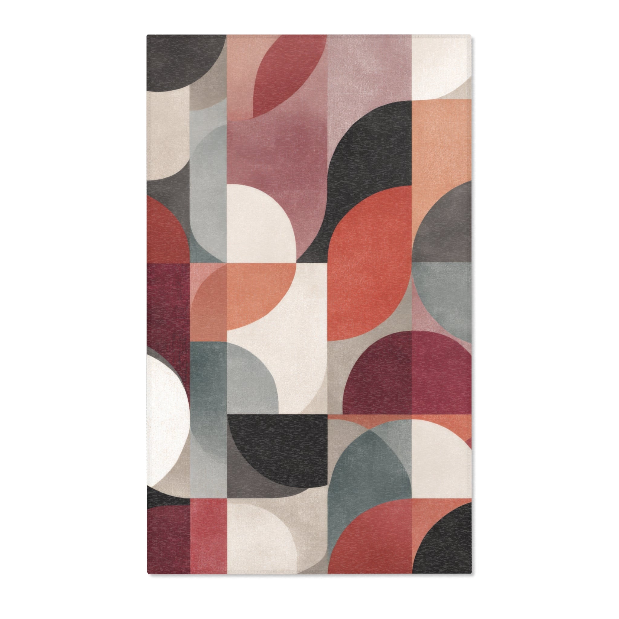 Mid-Century Modern Geometric Area Rug | Bauhaus Circles Pattern