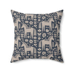 Scandinavian Folk Horse Throw Pillow | Blue Cream Decor