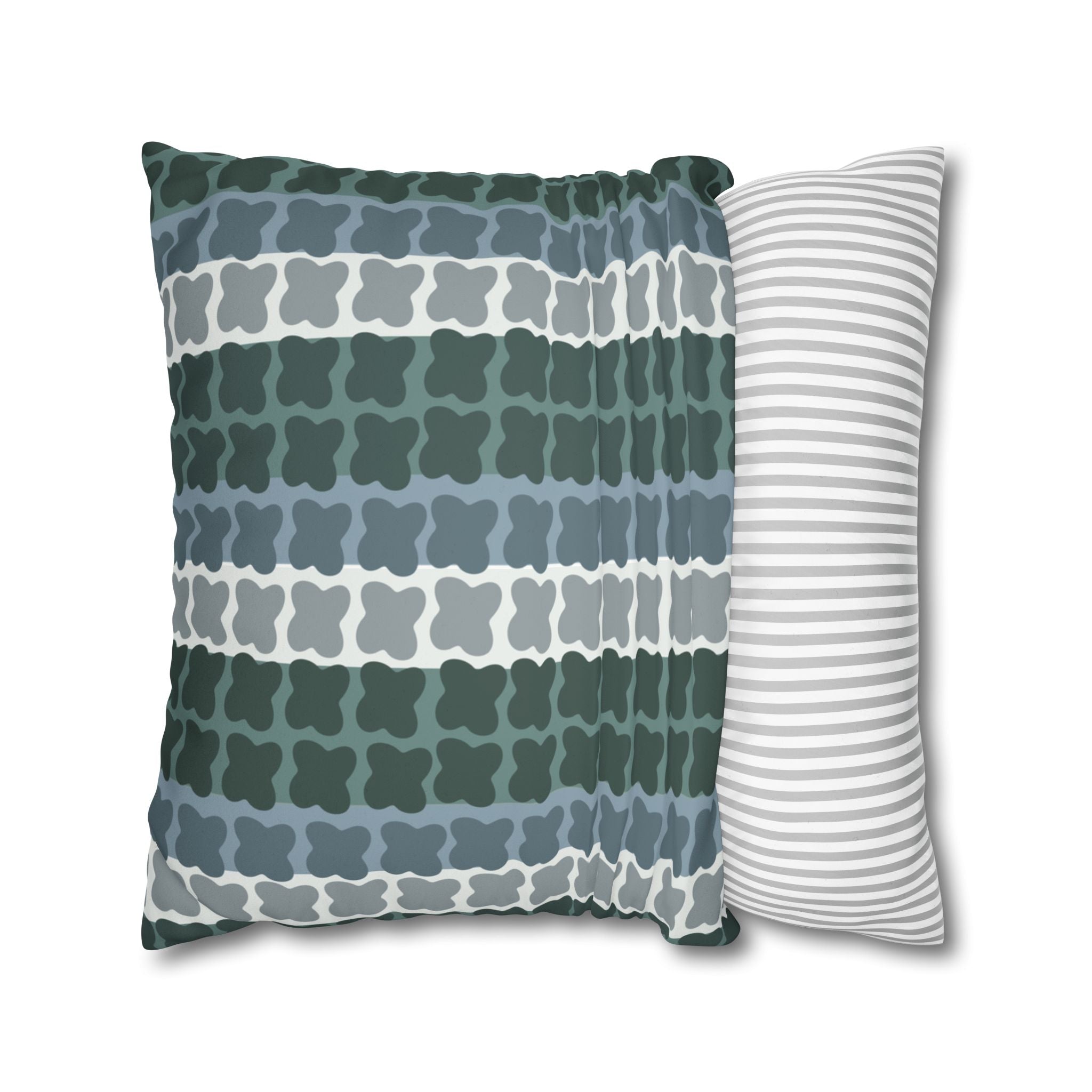 Mid Century Modern Geometric Pillow Cover | 1960s Inspired Retro Green Pattern | Faux Suede MCM Throw Pillow Cover