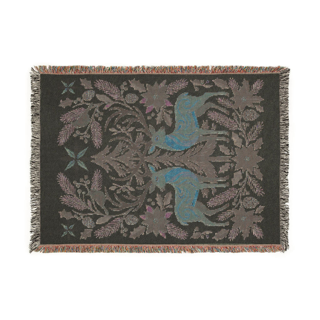 Folk Fox & Floral Woven Blanket | Tapestry Throw