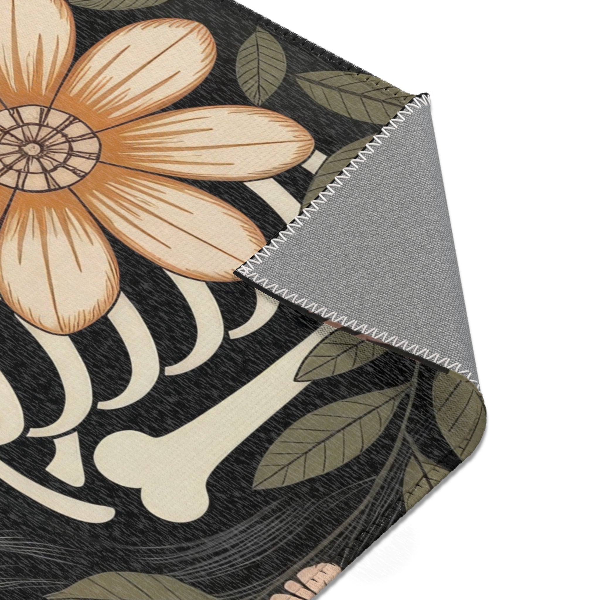 La Catrina Sugar Skull Area Rug | Gothic Floral Ceremony, Charcoal Burgundy