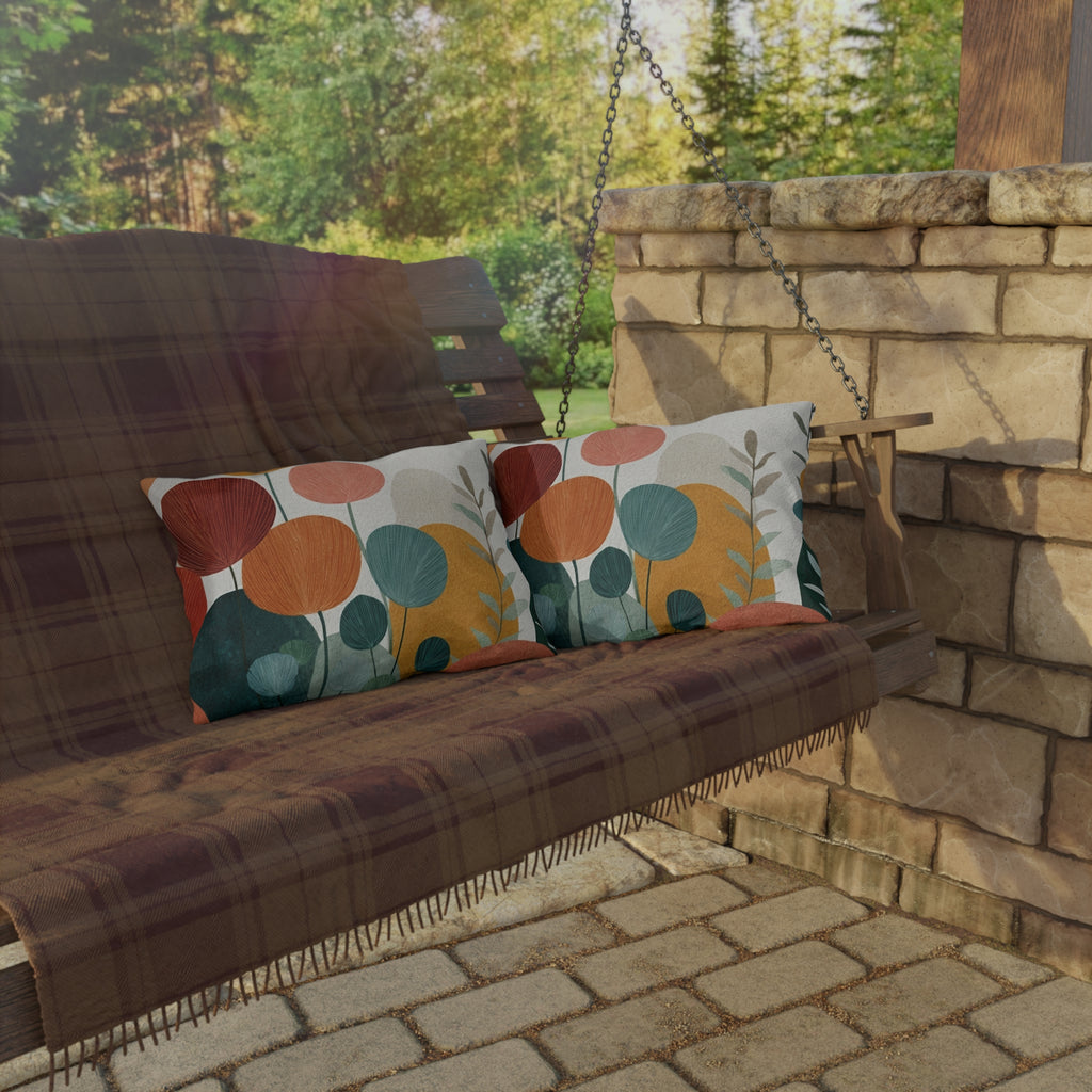Abstract Floral Illustration Outdoor Pillow | Modern Botanical Garden Throw