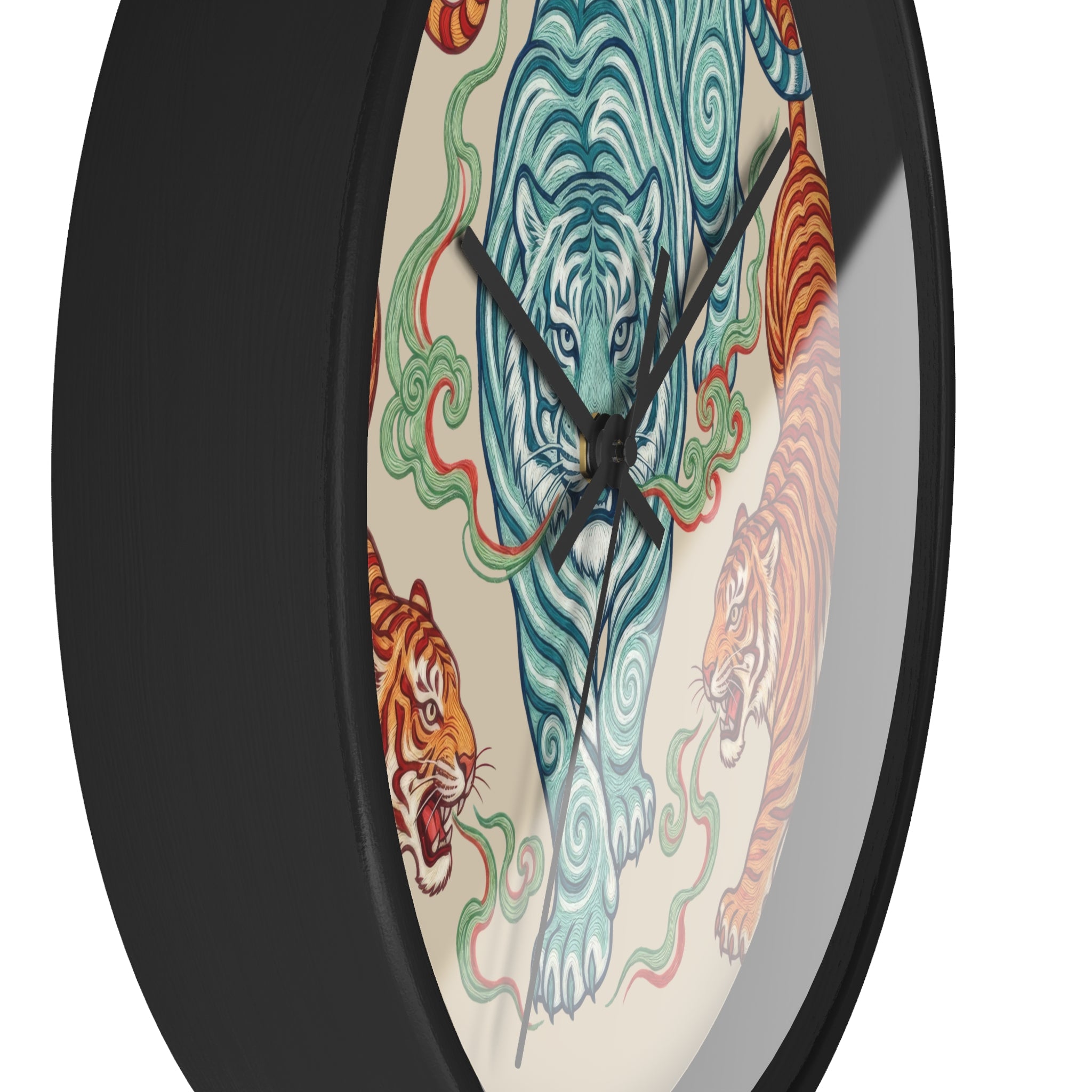 Chinoiserie Three Tigers Wall Clock | Mid Century Modern