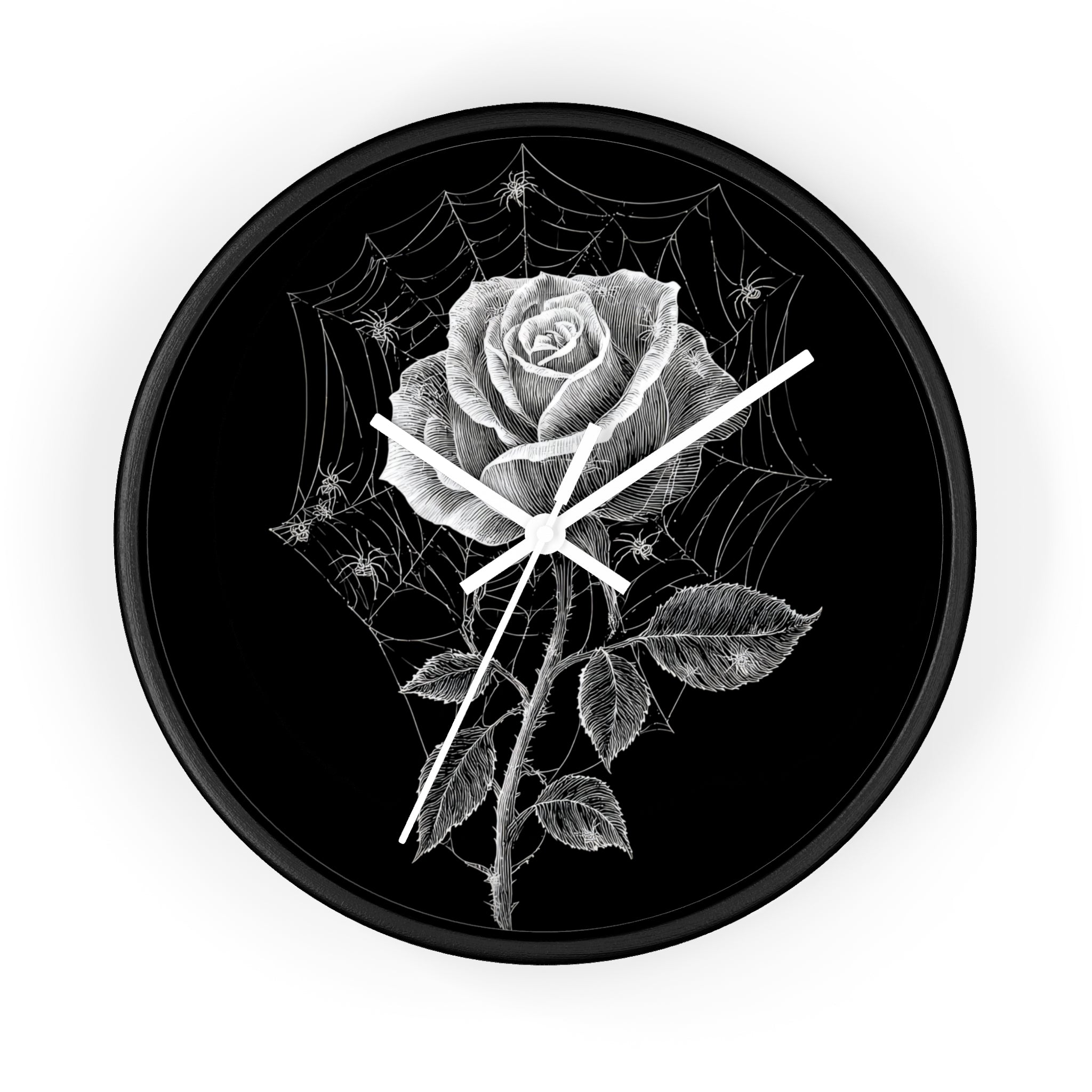 Gothic Rose Spiderweb Wall Clock | Victorian Dark Academia Decor