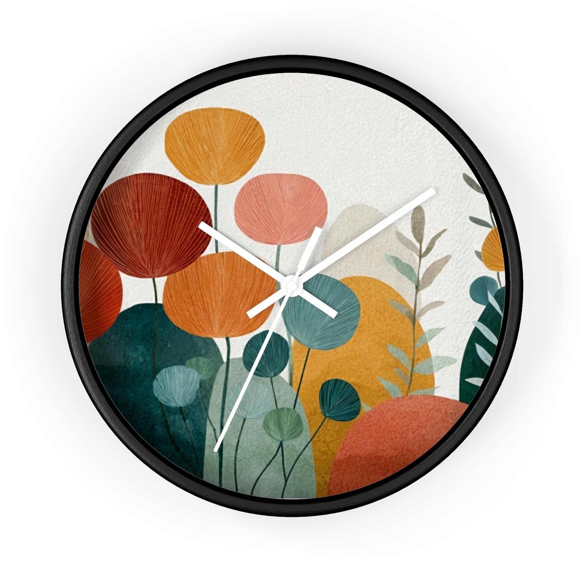 Mid Century Modern Clock |Botanical Modern Watercolor Florals