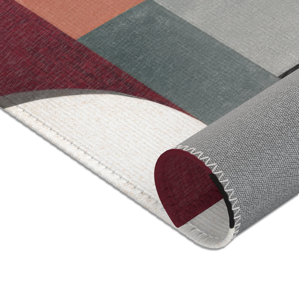 Mid-Century Modern Geometric Area Rug | Bauhaus Circles Pattern