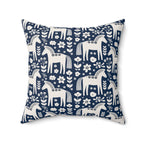 Scandinavian Folk Horses Throw Pillow | Square Pillow with insert