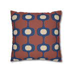 Terracotta Navy Geometric Faux Suede Pillow Cover