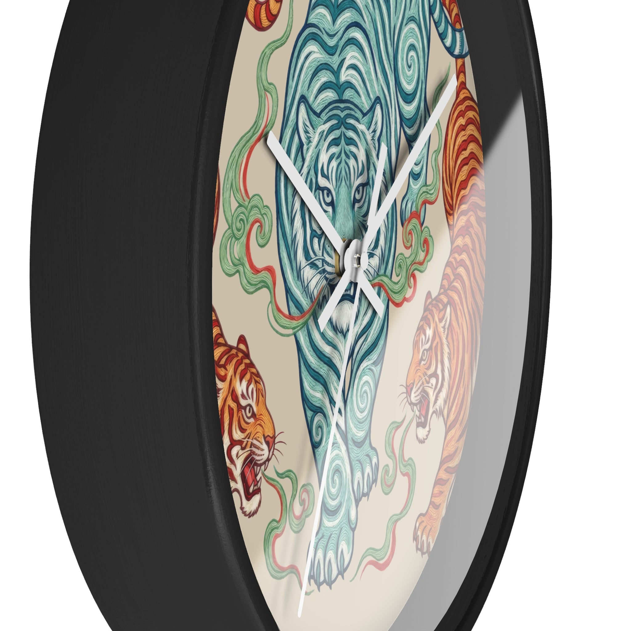 Chinoiserie Three Tigers Wall Clock | Mid Century Modern