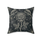 Gothic Spiderweb Rose Pillow | Charcoal Victorian Decor