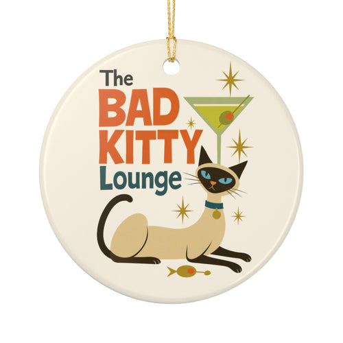 Bad Kitty Lounge Ornament | Retro Siamese Cat Christmas Gift