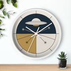 Geometric UFO Wall Clock | Navy Cream Space Age Decor