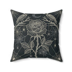 Gothic Spiderweb Rose Pillow | Charcoal Victorian Decor