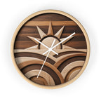 Geometric Sunrise Wall Clock | Marquetry-Style MCM Decor