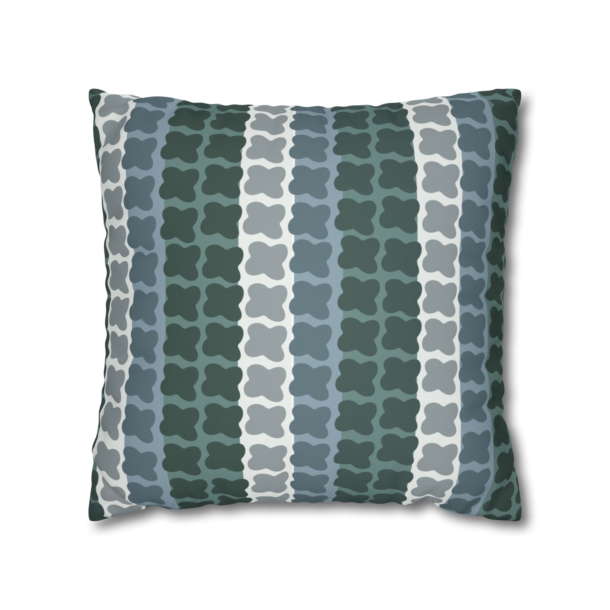 Mid Century Modern Geometric Pillow Cover | 1960s Inspired Retro Green Pattern | Faux Suede MCM Throw Pillow Cover
