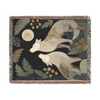Moonlit Wolves Woven Blanket | Forest & Full Moon Throw